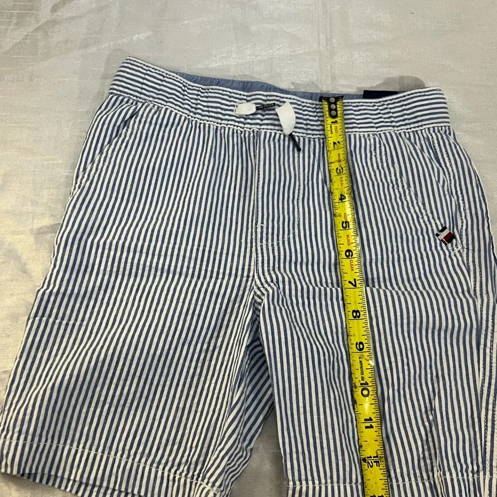 Tommy Hilfiger Boys Striped Chino Shorts Size 7 Blue White Summer Casual Preppy